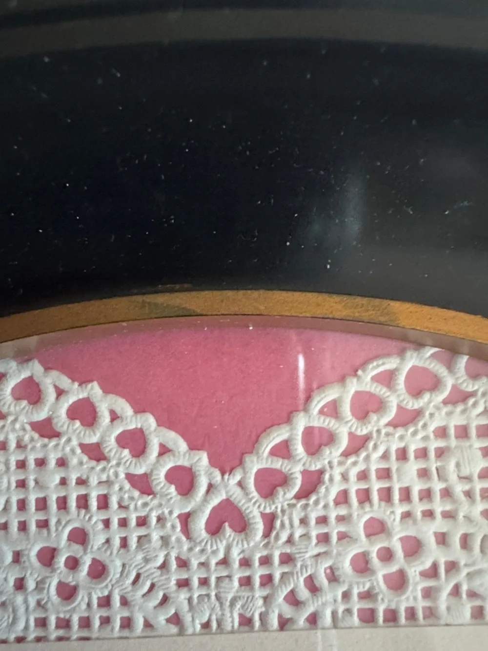Framed Heart Lace Art Wall Accent in Pink and Black